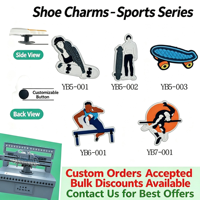 Breloques en PVC sur le thème du sport pour Crocs, décorations pour sabots d'athlètes de patinage, épingles décoratives pour chaussures DIY, conception personnalisée et offres de gros en vrac