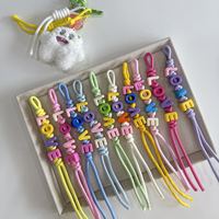 Lanière en polyester tressée colorée style Dopamine, motif lettre mignonne, breloque de sac tissée à la main, accessoires DIY, lettrage personnalisé