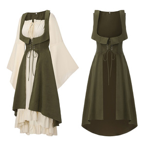 Robe médiévale Renaissance pour femme, col cœur, coupe asymétrique, costume de pirate, ensemble deux pièces, vintage, performance, <span class=keywords><strong>cosplay</strong></span> - Product Image 4