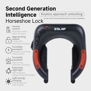 ESLNF Serrure intelligente multifonctionnelle en fer à cheval Serrure d'alarme <span class=keywords><strong>de</strong></span> vélo avec feu arrière intelligent <span class=keywords><strong>APP</strong></span> <span class=keywords><strong>Code</strong></span> QR Déverrouillage antivol Serrure <span class=keywords><strong>de</strong></span> vélo - Product Image 2