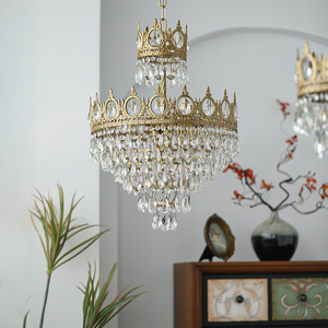 French-Style Retro Crown Crystal Chandelier Luxury American-Style <b>Dining</b> Room Bedroom Bedside Entrance Hall Pendant <b>Light</b> - Product Image 6