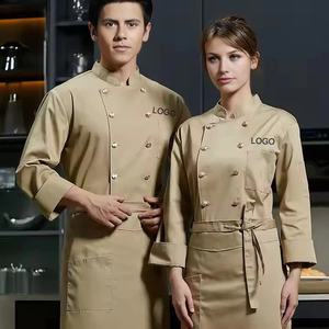 Chef de cocina moderna camisa blanca de manga larga con impresión de etiquetas de logotipo restaurante y Bar Tops Hotel restaurante uniformes de cocina - Product Image 3
