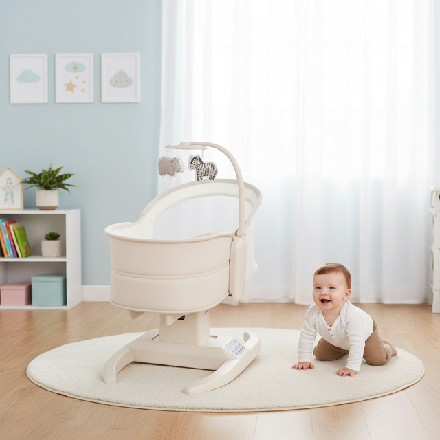 Mastela Electric Metal & Plastic Baby Rocking Chair Smart Newborn Cradle Baby Bed 12kg/18kg Load Capacity 0-3 Months