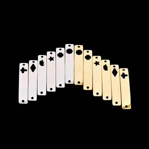 Kustom 6*30.5mm bengkok persegi panjang <span class=keywords><strong>Bar</strong></span> cermin dipoles baja nirkarat berongga konektor hati pesona untuk DIY membuat Gelang - Product Image 5