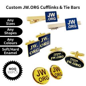 Set di Gemelli e Fermacravatta Personalizzati OEM JW.ORG con Logo Inciso e Versetto Biblico, Smalto Blu, Regali JW.ORG per Accessori Formali - Product Image 1
