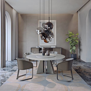 Commercio all'ingrosso Nordic Set pannello Comedor 4 Sillas <span class=keywords><strong>legno</strong></span> moderno circolare <span class=keywords><strong>in</strong></span> marmo bianco rotondo caffè <span class=keywords><strong>tavolo</strong></span> da pranzo <span class=keywords><strong>con</strong></span> sedie - Product Image 1