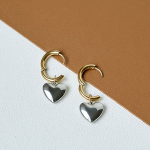 Boucles d'oreilles pendantes romantiques en acier inoxydable plaqué or PVD 14k 18k, bijoux de mode en forme de cœur pour femmes - Product Image 4