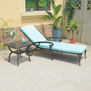 <span class=keywords><strong>Chaise</strong></span> longue de jardin en <span class=keywords><strong>aluminium</strong></span> moulé, durable, de luxe, pour la plage, la terrasse, la cour, la piscine, le parc, pliable, portable, pour la cour - Product Image 4