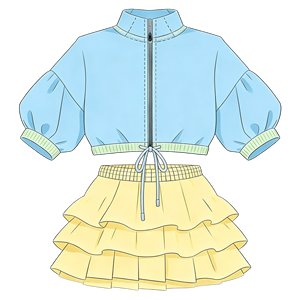 Conjunto Casual de 2 Piezas para <span class=keywords><strong>Niñas</strong></span>, Top con Mangas Abullonadas y Cierre, Falda con Volantes, <span class=keywords><strong>Ropa</strong></span> de Verano para Niños, Conjunto de <span class=keywords><strong>Tenis</strong></span> Infantil - Product Image 2
