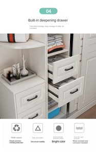 Chambre à coucher moderne simple <span class=keywords><strong>armoire</strong></span> à portes coulissantes largeur 140 salle de location avec garde-robe simple pour enfants - Product Image 3