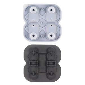 Moule à glace en silicone de qualité alimentaire mignon pingouin créatif 4 treillis de glace Whisky Mixwater Frozen Ice Hockey - Product Image 2