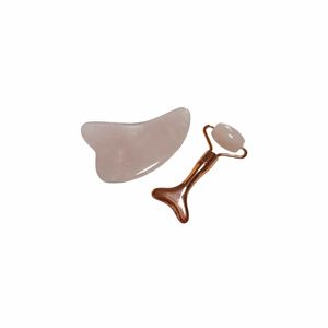 Rodillo de Jade de Cuarzo Rosa y Tabla Guasha para Raspado Facial, Venta Directa de Fábrica - Product Image 1
