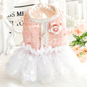 Vestido de Princesa para Perro, Floral, Morado y Rosa, Poliéster, Ropa para Mascotas de Otoño e Invierno, Falda de Estilo Clásico - Product Image 2