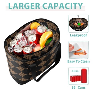 Portable Quilt Flower Thermal Insulation Bag Hawaii Shopping Cooler Beach Tote Custom Print Insulated Aloha Cooler Bag - Product Image 4