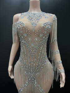 Novance Y4671 nuova Idea di prodotto 2025 strass abito da sera abito lungo elegante da donna Sexy Club abito trasparente per festa - Product Image 2