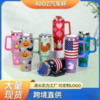Mug de voyage isotherme en acier inoxydable de 40 oz avec poignée et couvercle, design moderne pour l'extérieur et la voiture