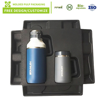 Insert d'emballage en pulpe moulée antichoc, plateau en pulpe de bagasse de canne à sucre pour bouteille d'eau, emballage personnalisé en plateau de pulpe moulée