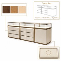 Comptoir de présentation de bijoux modulaire personnalisé, vitrine en verre mat crème, cadre en aluminium bronze, éclairage LED, vente en gros