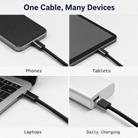 Câble de charge rapide 240W en nylon tressé Type-C vers Type-C avec garantie de 12 mois, conducteur en cuivre pur pour téléphones, tablettes, ordinateurs portables