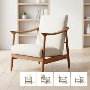 Fauteuil d'appoint moderne de luxe pour salon, avec dossier haut et tissu en mélange de lin, idéal pour chambre, appartement, hôtel - Product Image 1
