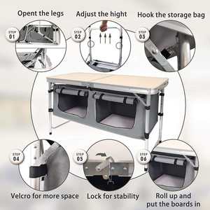 Mesa Portátil de Acero Inoxidable para Acampar al Aire Libre, Mesa de Cocina Multifuncional Plegable de Aluminio con Asa de Transporte y Almacenamiento - Product Image 4