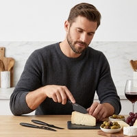 Ensemble de couteaux à fromage portables, durables et multifonctionnels en acier inoxydable, compatibles lave-vaisselle, écologiques, parfaits pour les fêtes en plein air et la cuisine.