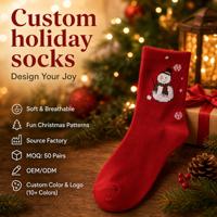 Chaussettes de Noël en coton jacquard personnalisées avec logo, chaudes, cadeau de fêtes, thermiques, en tissu éponge, pour femme et homme, hiver