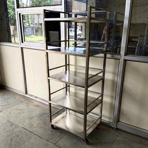 Étagère mobile en acier inoxydable pour cuisine commerciale, chariot de rangement roulant, chariot utilitaire par Shree Chamunda Engg Works Gujarat - Product Image 1