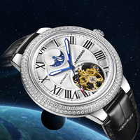 1:1 Unique montgolfière plein de diamants incrustés montre mécanique pour hommes verre incurvé matériel en acier inoxydable haute définition