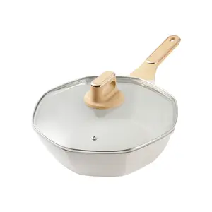 Nonstick Octagonal Wok Die-cast Induction Woks and Stir Fry Pans with Glass Lid