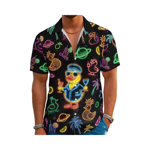 Camisa Polo de Punto Transpirable para Hombre, Divertida, con Botones, 100% Poliéster, Manga Corta, para Fiestas de Verano - Product Image 1