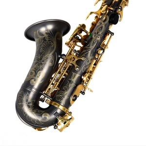 Saxophone soprano courbé Bb mat, nickel noir, clés dorées, motifs sculptés haut de gamme, instrument à vent <span class=keywords><strong>en</strong></span> laiton avec étui - Product Image 2