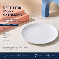 Assiette en mélamine à bords incurvés pour la restauration, OEM/ODM, commande en gros, pour mariage, maison, cuisine, plat à pâtes, durable et peu encombrant