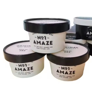 Contenant en papier pour crème glacée de 8 oz, gobelet en papier pour crème glacée, revêtement PLA, bol pour salades, smoothies, yaourts avec couvercles en papier - Product Image 2