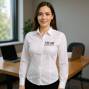 Camisa de Vestir Blanca de Manga Larga para Mujer Vicar, Color Sólido, Estilo Ejecutivo, Ajuste para Todas las Temporadas, Tejido de Tela - Product Image 2