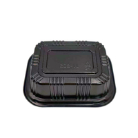 Boîte alimentaire jetable JY-805 en plastique noir avec couvercle, plateau en PS pour snacks, pizza, sushis avec couvercles