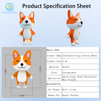 Costume de mascotte gonflable Corgi mignon, costume de chien gonflable pour défilés, spectacles de rue, fêtes et divertissements