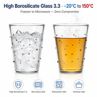 Gobelet en verre borosilicate de 400 ml, décoré de points colorés, résistant à la chaleur, verre transparent pour café, jus, boissons