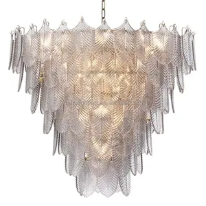 Cano lustre contemporâneo de luxo italiano, lustre de vidro moderno de luxo prateado, cinza, acabamento alto, luzes penduradas