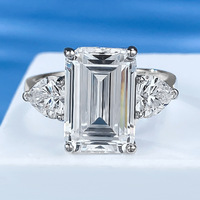Bague en pierres précieuses simulées, émeraude taillée 5 carats, zircone cubique 12*8 pour femmes