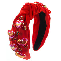 Vente en gros de bandeaux baroques en perles rouges pour la Saint-Valentin Nouveau beau motif de fleurs de style coréen avec cerceaux de cheveux en forme de coeur