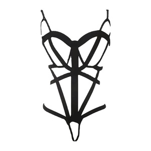 Body Nero con Incroci e Aperture, Lingerie Trasparente Gotica Sexy - Vendita Calda - Product Image 5