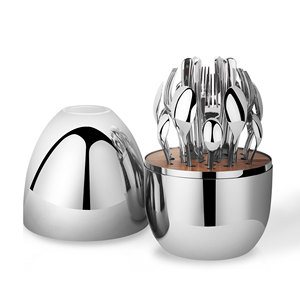 Juego de Cubiertos de Plata de Primera Calidad, Empaque de Regalo, 24 Piezas, Juego de Tenedores, Cucharas y Cuchillos, Juego de Cubiertos con Forma de Huevo, Cubiertos Planos de Acero Inoxidable - Product Image 2
