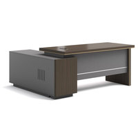 Bureau d'angle contemporain moderne Liyu pour PDG, table d'ordinateur en bois extensible et convertible avec finition mélamine