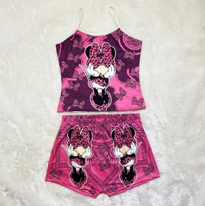 Conjunto de Pijama para Mujer Sexy y Económico con <span class=keywords><strong>Top</strong></span> Halter sin Mangas y Shorts de Satén con Dibujos Animados Personalizados - Product Image 3