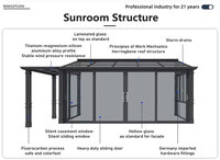 Ruang Berjemur Aluminium Modern Balkon Konservatori Luar Ruangan Atap Kaca Melengkung Miring Rumah Kolam Renang Gazebo Pergola Anti-Korosi Vila
