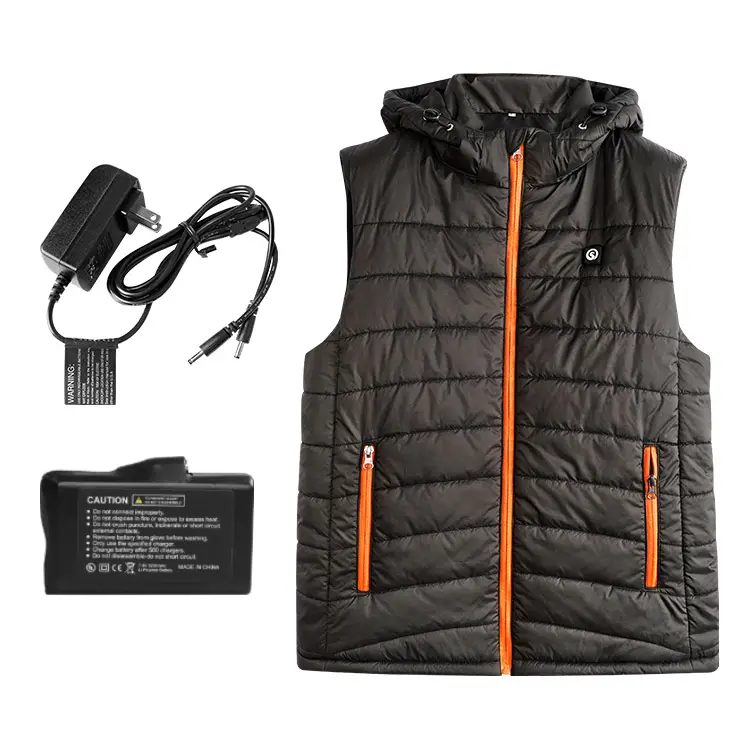 Upgraded Lightweight Winter Waterproof Adjustable Warm Heating Vest Men Jacket Far Infrared Black Heated Vest with Battery Pack