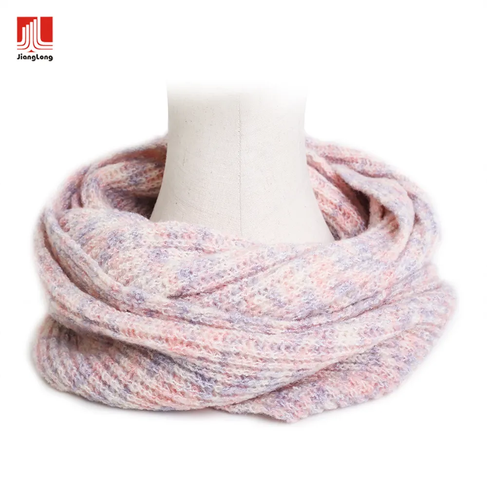 Hot selling knitted marled loop with softy handfeeling winter scarves for women stylish circle scarf