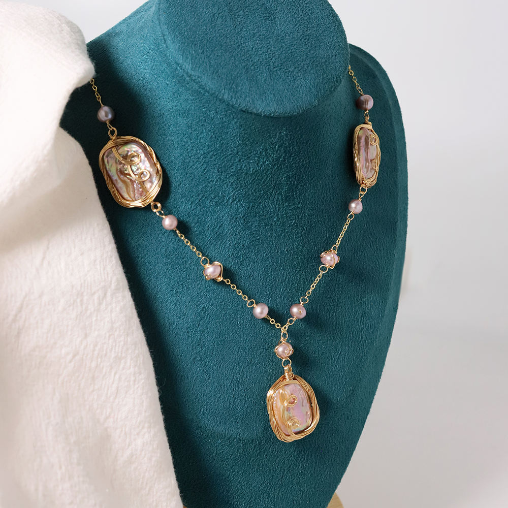 Natural Freshwater Winding Baroque Pearl Necklace Korean Style