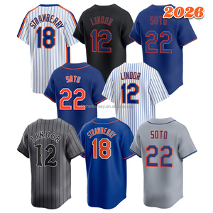 Nouvelle Collection 2026 : Style Homme Cousu Main # 12 # 18 # Maillot de baseball 22 Darryl Strawberry Francisco Lindor Juan Soto - Product Image 1